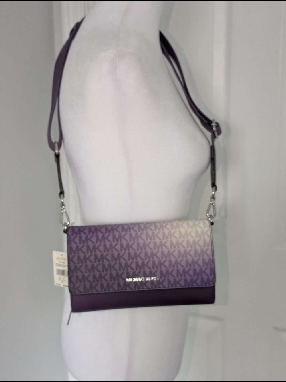 Michael Kors Jet Set Purple Signature Logo Crossbody Bag - Picture 3 of 10